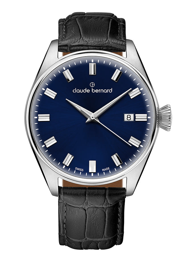 Claude Bernard Proud Heritage Herrenuhr Datum Blau