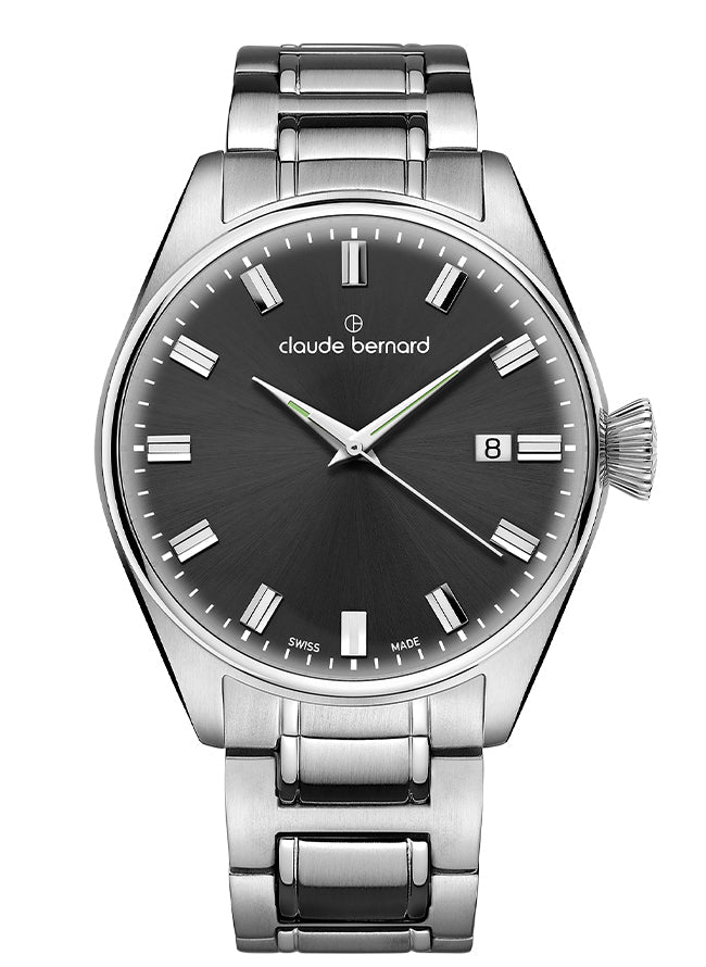 Claude Bernard Proud Heritage Herrenuhr Datum Grau