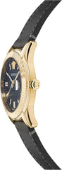 Versace Greca Time Herren Lederuhr Schwarz Gold