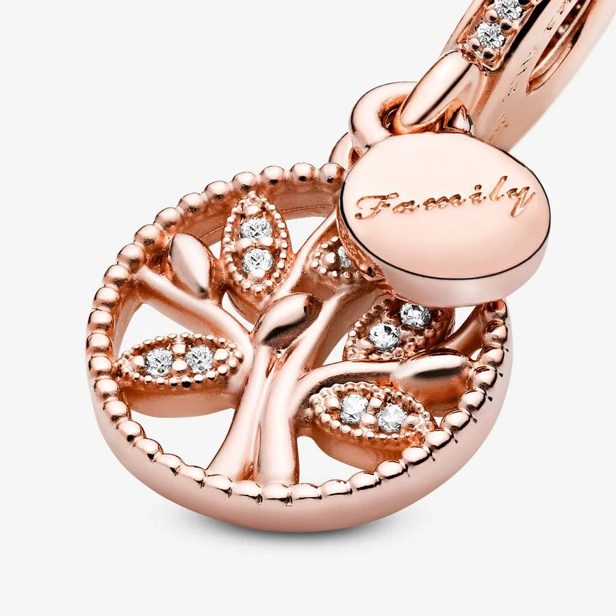 Pandora Charm-Anhänger: Stammbaum, Rosévergoldet, Cubic Zirkonia