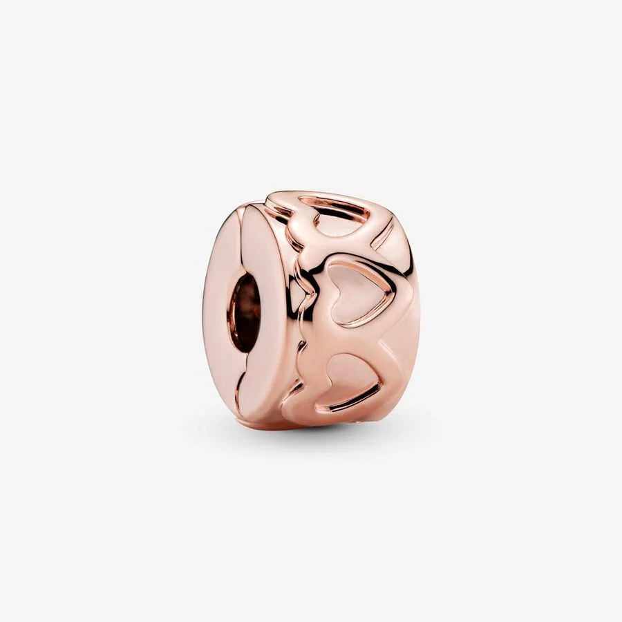 Pandora Clip: Gereihte Herzen - Rosévergoldet, 6.6mm Breite