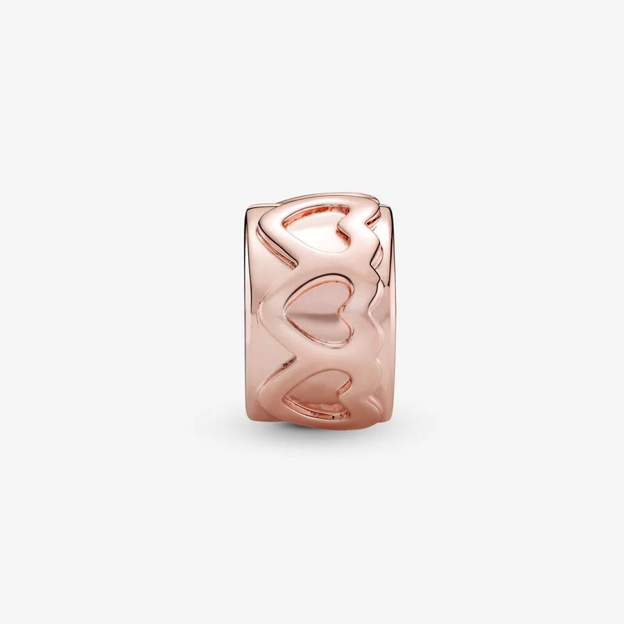 Pandora Clip: Gereihte Herzen - Rosévergoldet, 6.6mm Breite