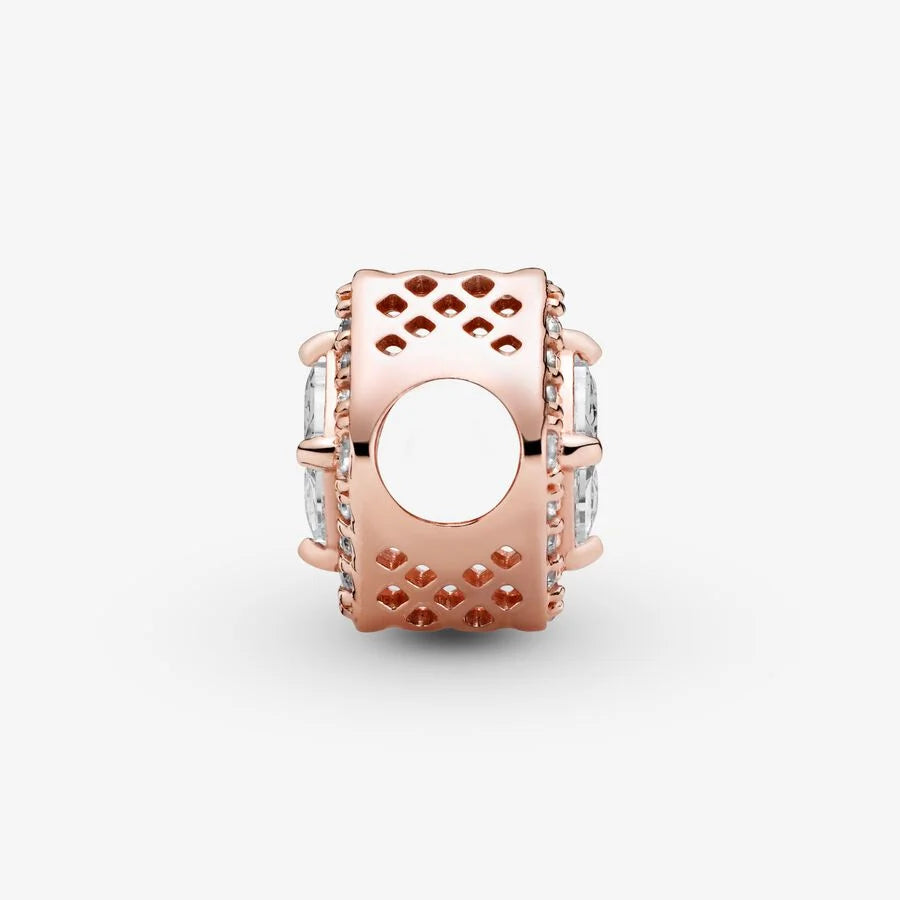 Pandora Charm: Quadratischer Funkelnder Strahlenkranz - Rosévergoldet