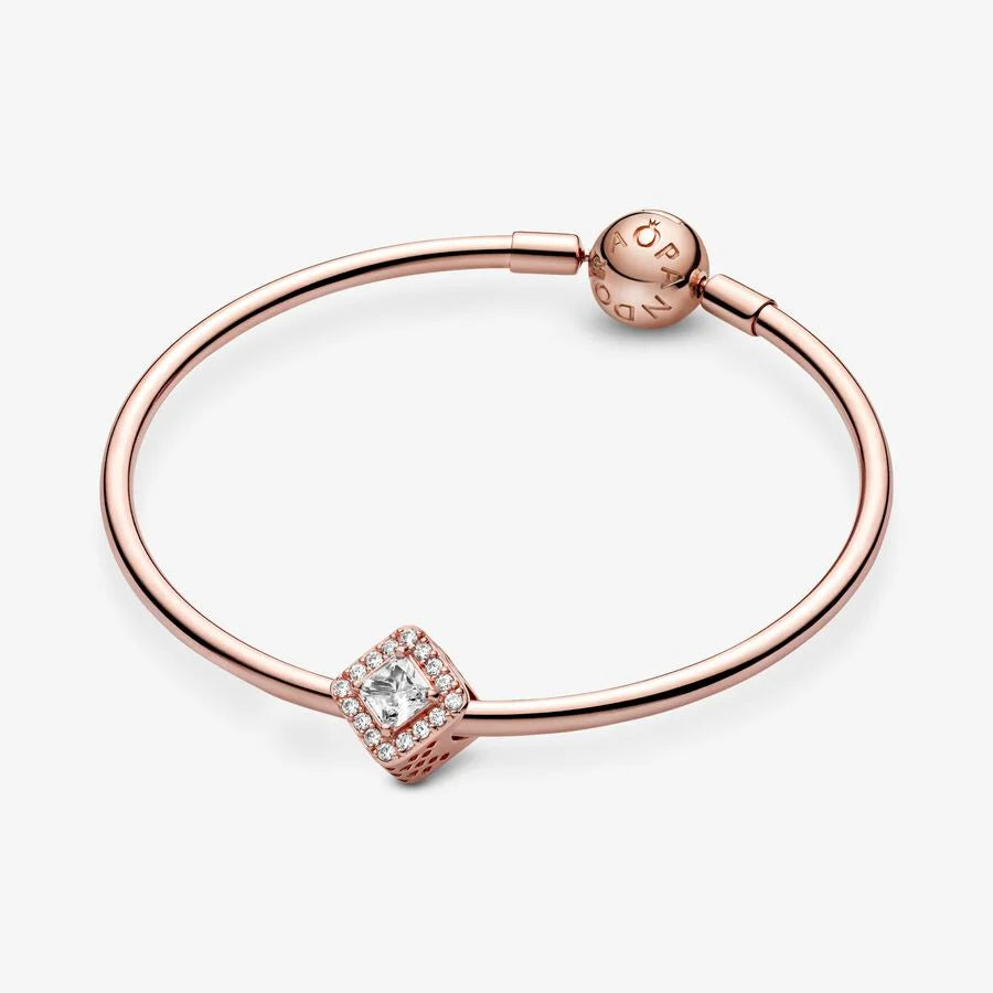 Pandora Charm: Quadratischer Funkelnder Strahlenkranz - Rosévergoldet