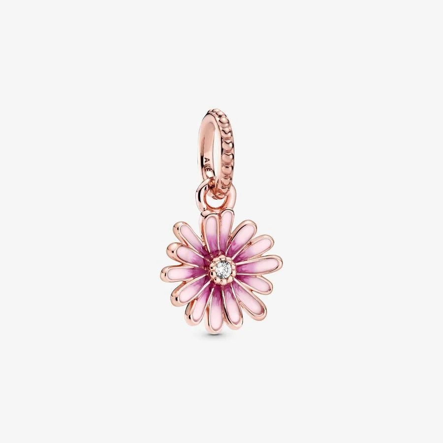 Pandora Charm-Anhänger: Gänseblümchen - Rosévergoldet, Emaille