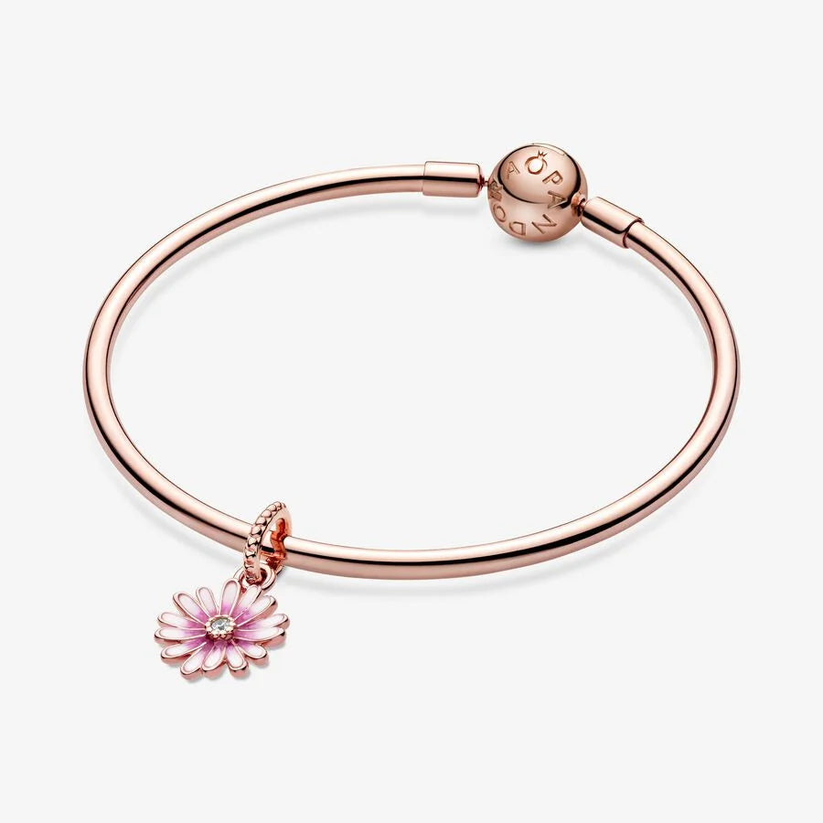 Pandora Charm-Anhänger: Gänseblümchen - Rosévergoldet, Emaille