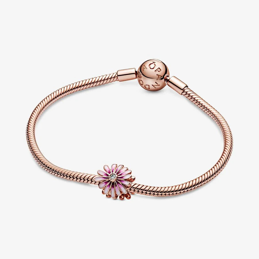 Pandora Charm: Gänseblümchen - Rosévergoldet, Rosa Emaille