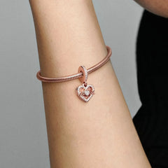 Pandora Herz Charm-Anhänger: Herz & Mum - Rosévergoldet, Cubic Zirkonia