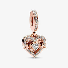 Pandora Herz Charm-Anhänger: Herz & Mum - Rosévergoldet, Cubic Zirkonia