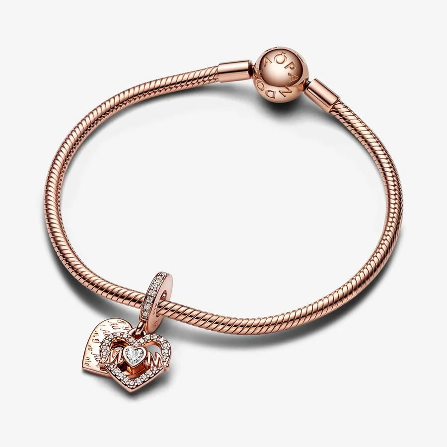 Pandora Herz Charm-Anhänger: Herz & Mum - Rosévergoldet, Cubic Zirkonia