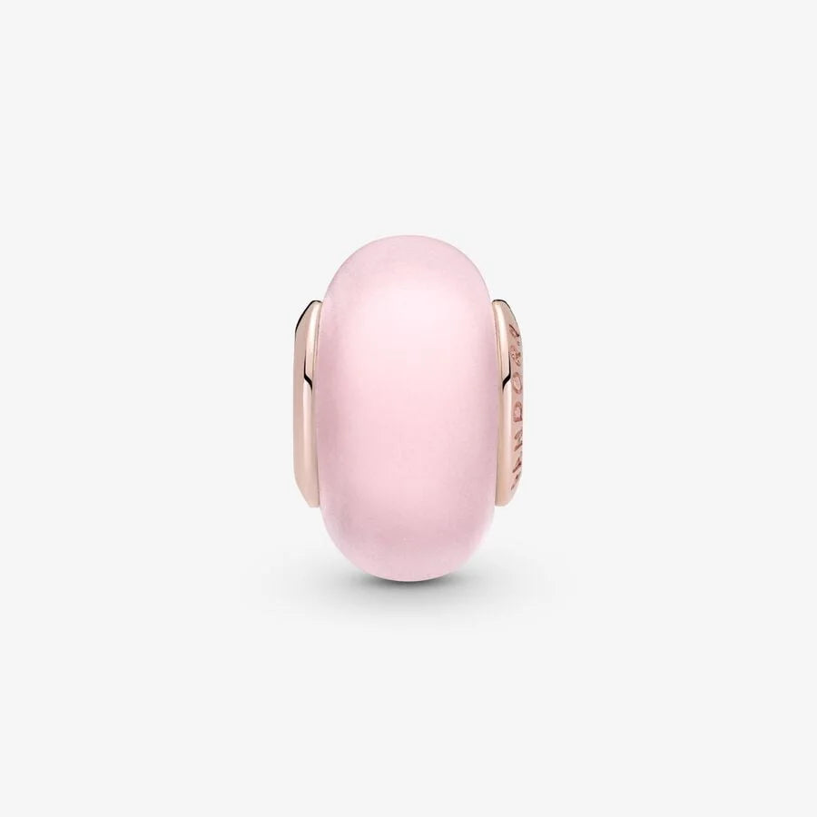 Pandora Charm: Mattes Rosafarbenes - Rosévergoldet, Murano-Glas