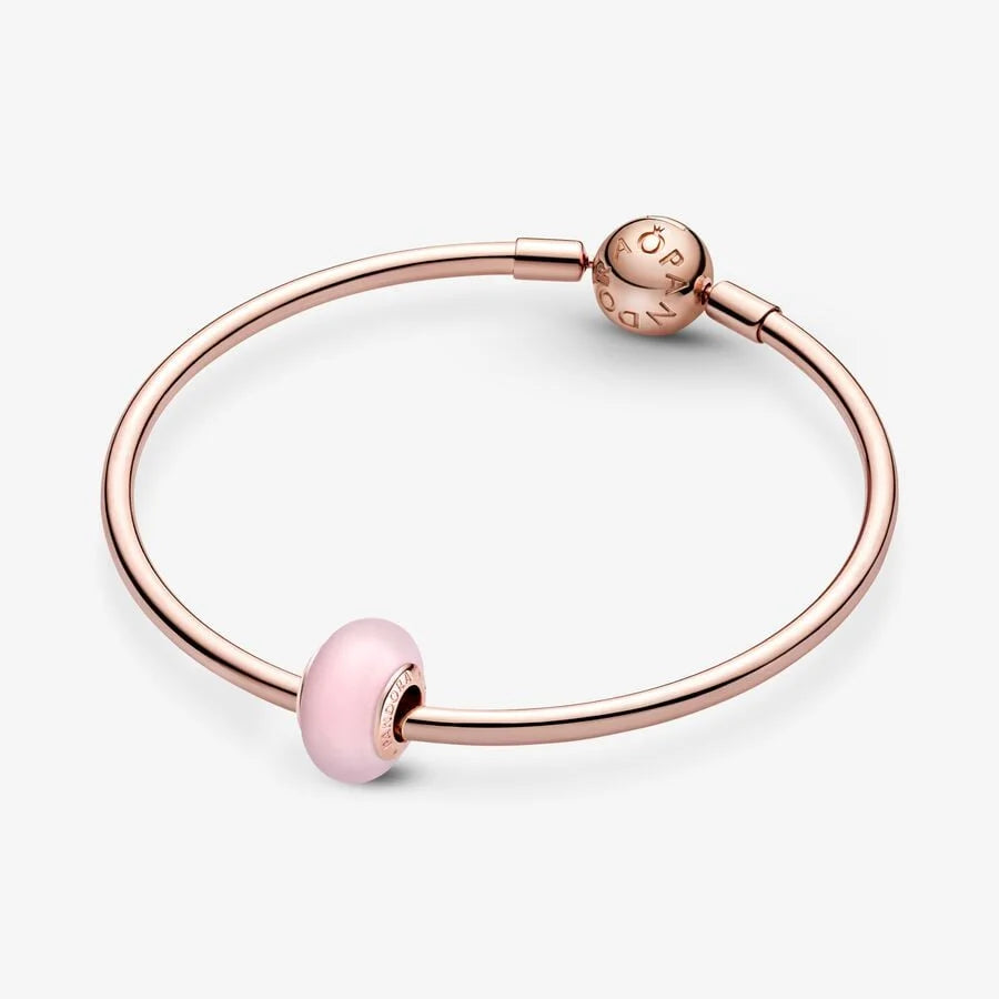 Pandora Charm: Mattes Rosafarbenes - Rosévergoldet, Murano-Glas