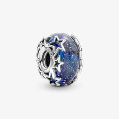 Pandora Charm: Galaxis Blau & Stern - Murano-Glas, Sterling-Silber