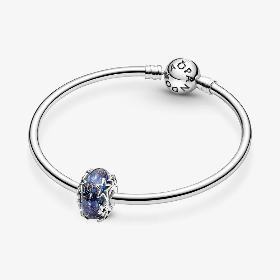 Pandora Charm: Galaxis Blau & Stern - Murano-Glas, Sterling-Silber