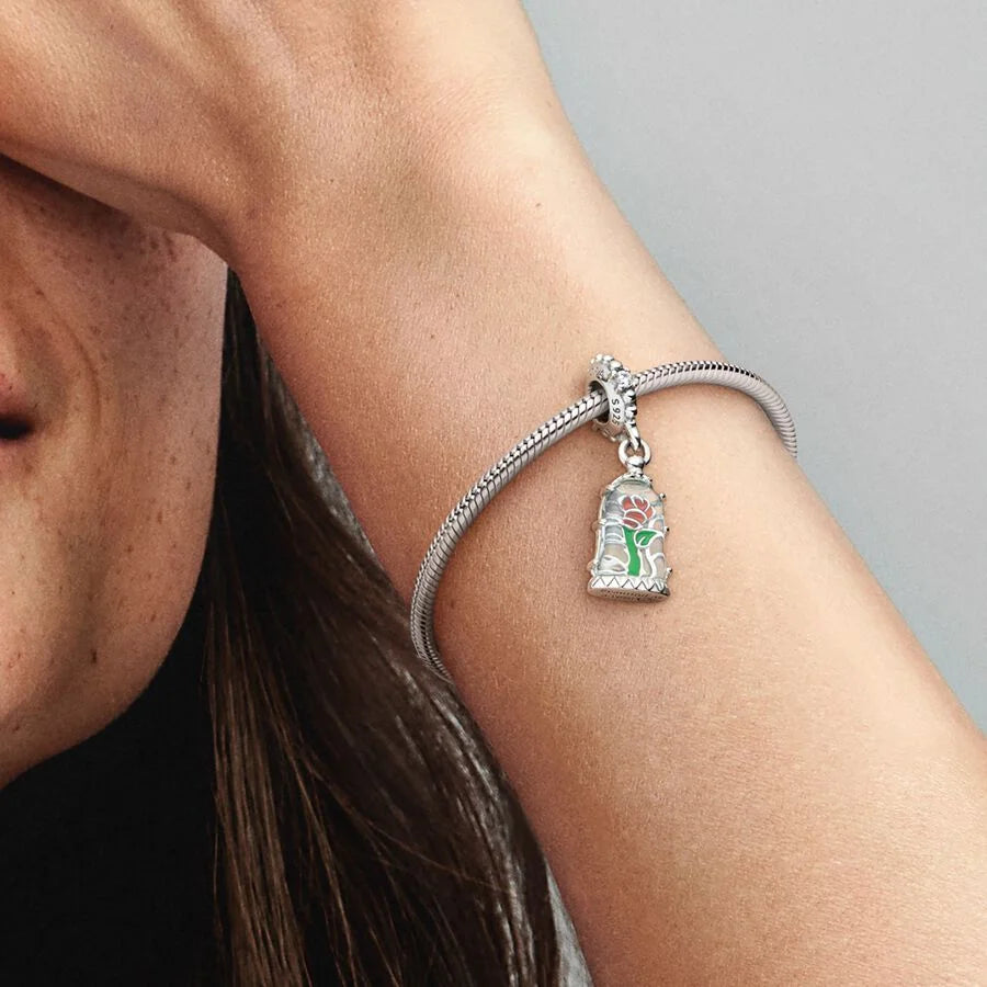 Pandora Disney Charm-Anhänger: Die Schöne und das Biest Verzauberte Rose