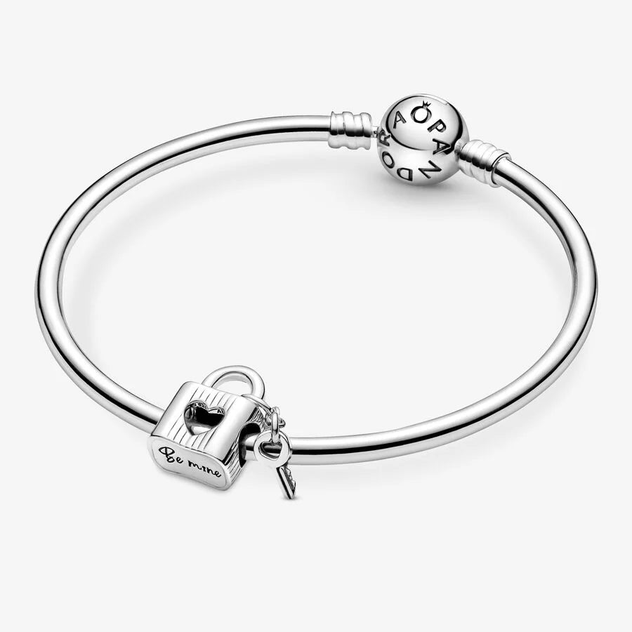 Pandora Charm: Vorhängeschloss & Herzschlüssel - Schwarz Emaille