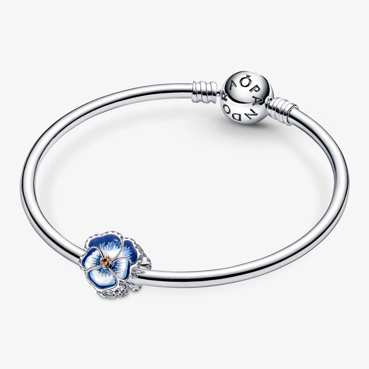 Pandora Charm: Blaues Stiefmütterchen - Emaille, Sterling-Silber