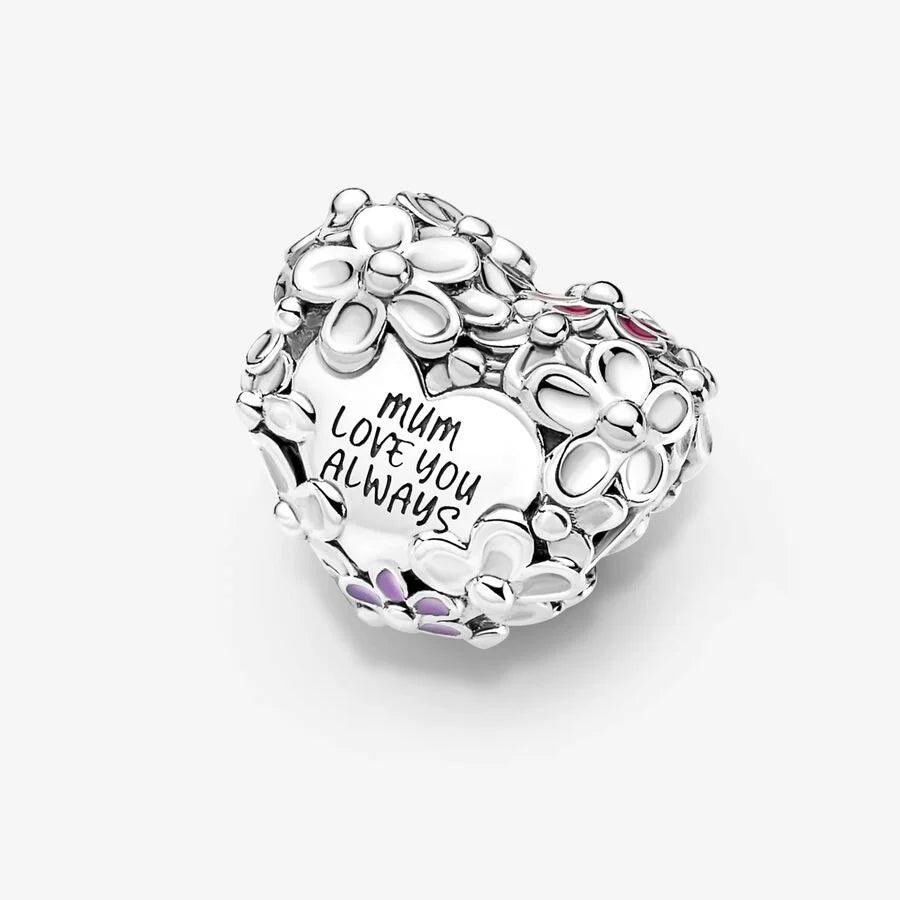 Pandora Herz Charm: Mama Gänseblümchen - Rosa Emaille