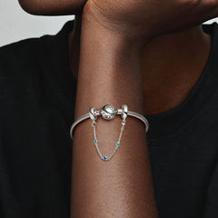 Pandora Komfortkette: Drei Blaue Steine - Sterling-Silber