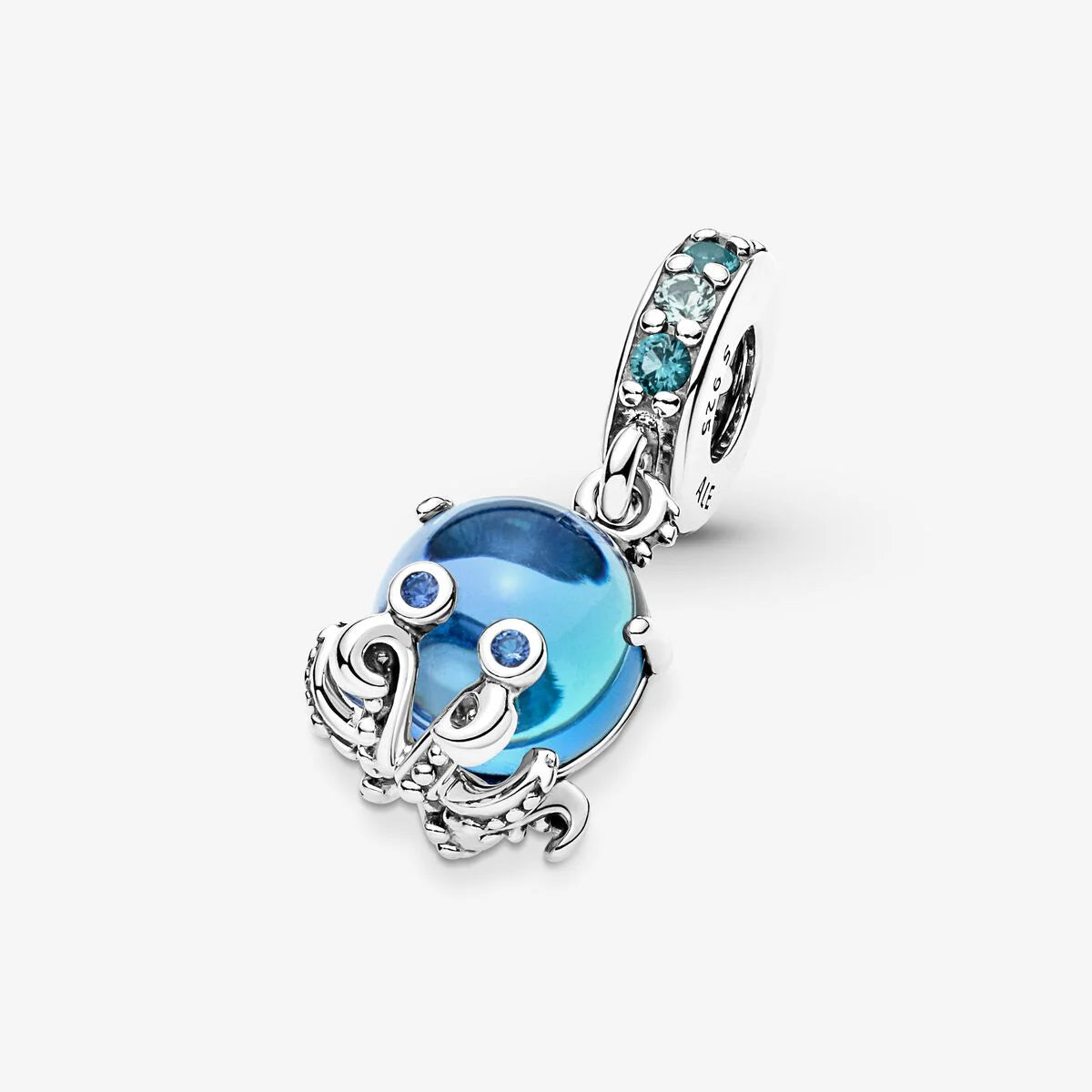 Pandora -Anhänger: Süsser Oktopus - Sterling-Silber, Blau, Murano-Glas