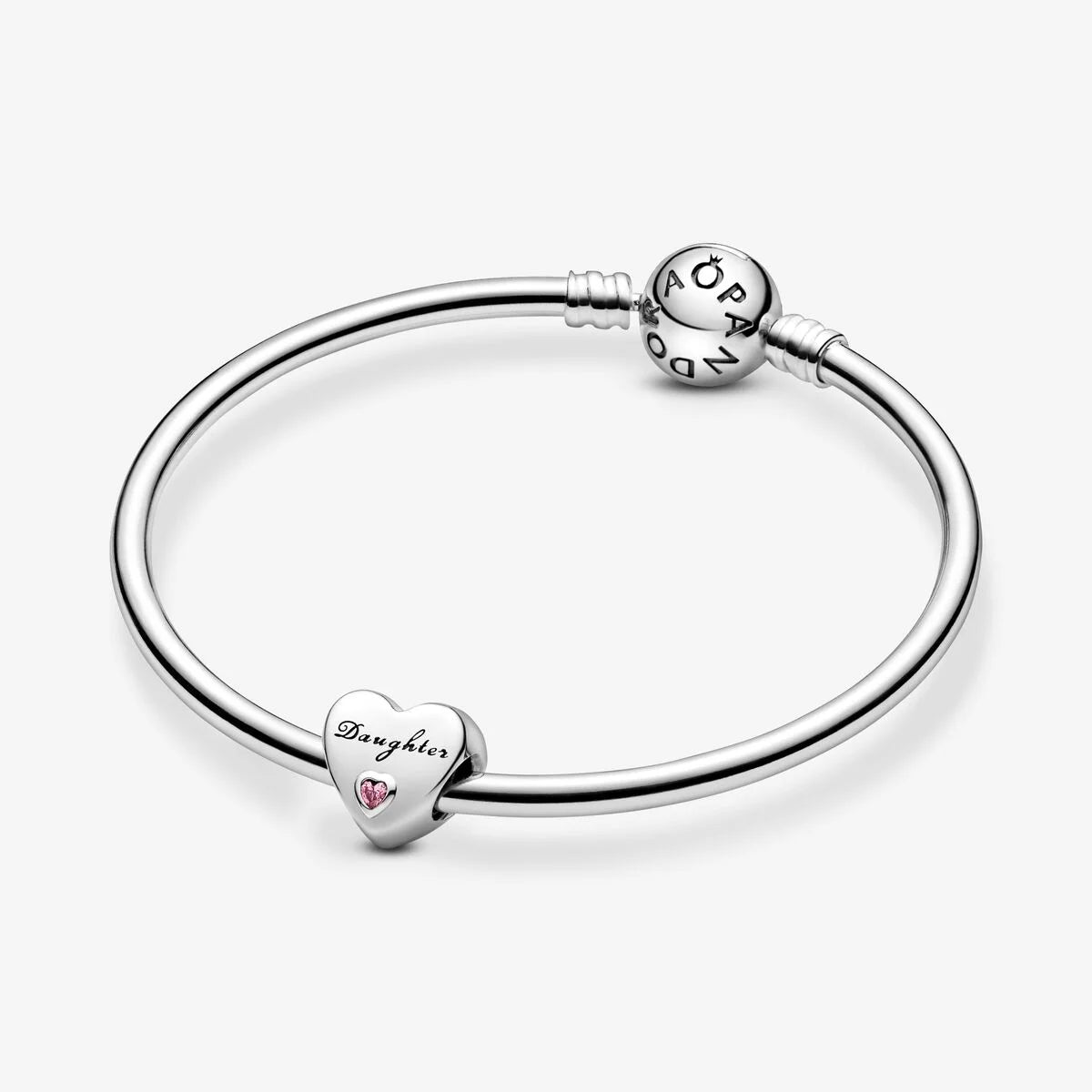 Pandora Herz Charm: Tochter - Rosa, Cubic Zirkonia, Sterling-Silber