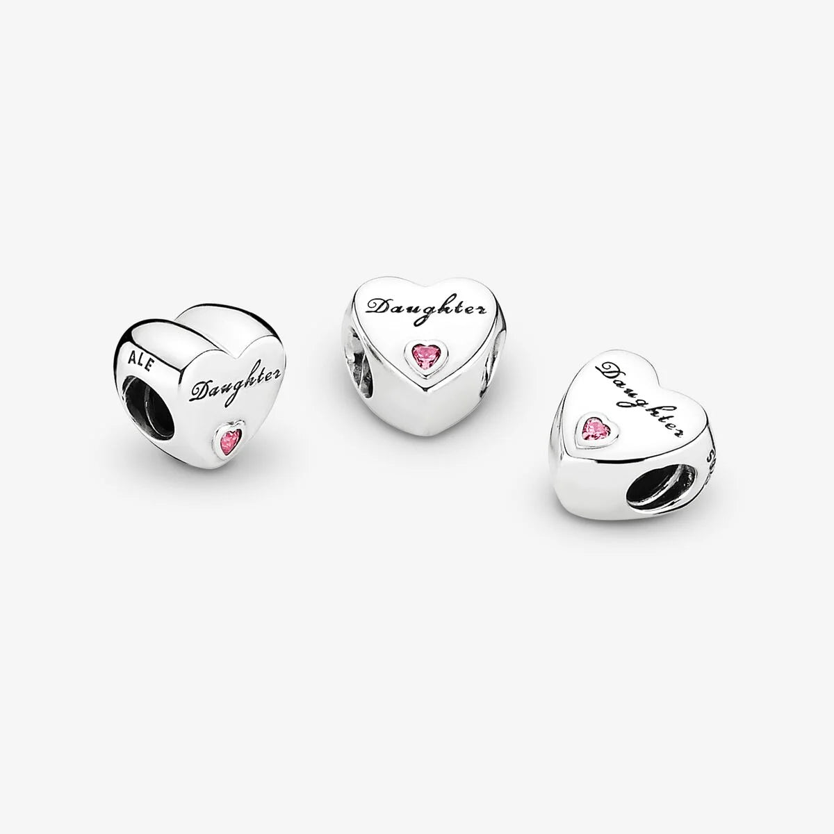 Pandora Herz Charm: Tochter - Rosa, Cubic Zirkonia, Sterling-Silber