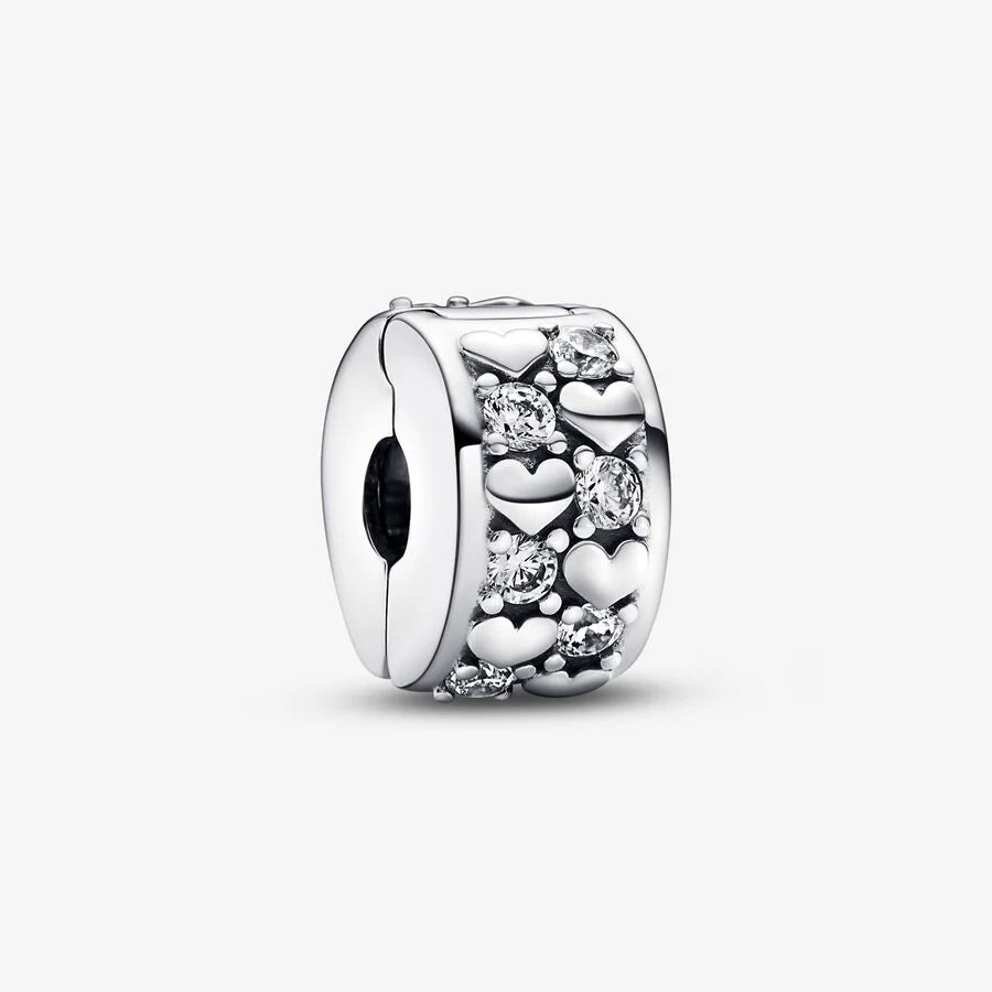 Pandora Clip-Charm: Unendlichkeit Herzen - Klar, Cubic Zirkonia