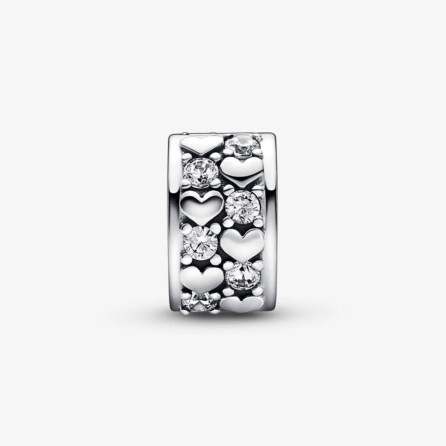 Pandora Clip-Charm: Unendlichkeit Herzen - Klar, Cubic Zirkonia