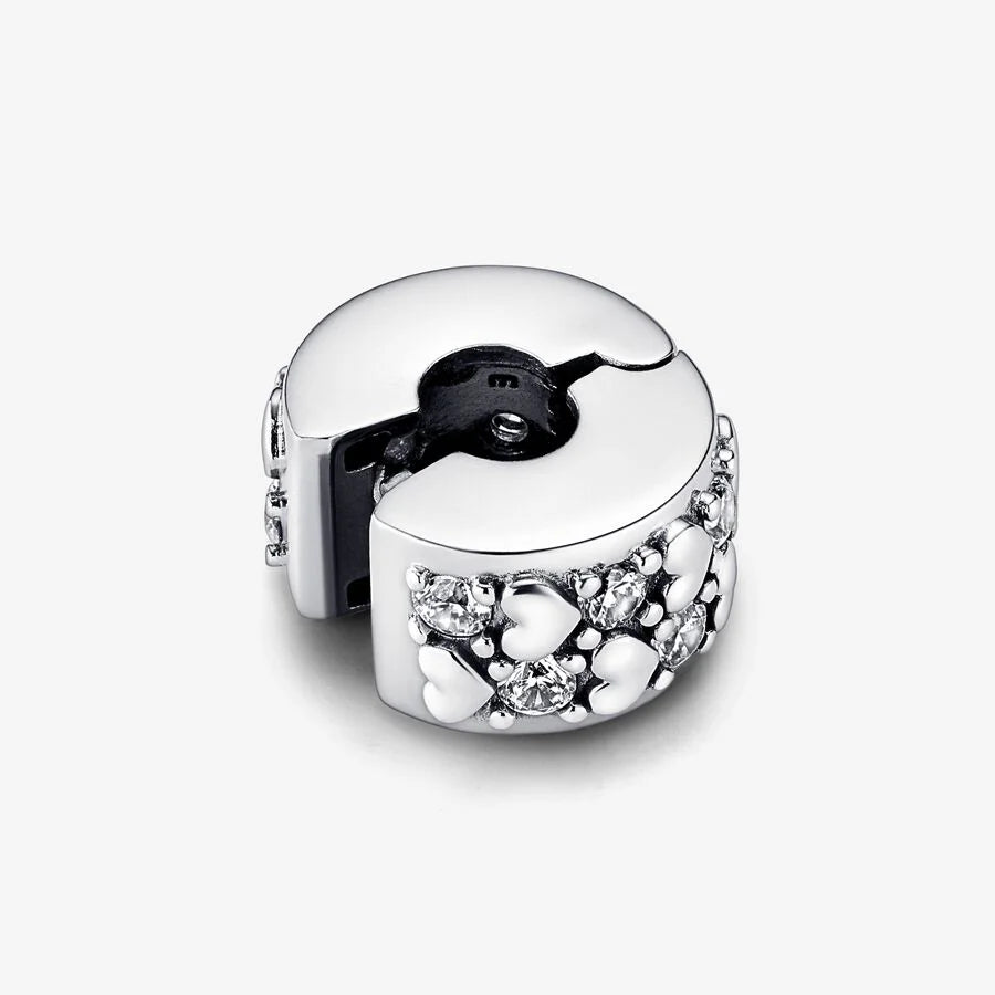 Pandora Clip-Charm: Unendlichkeit Herzen - Klar, Cubic Zirkonia