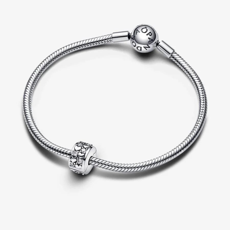 Pandora Clip-Charm: Unendlichkeit Herzen - Klar, Cubic Zirkonia