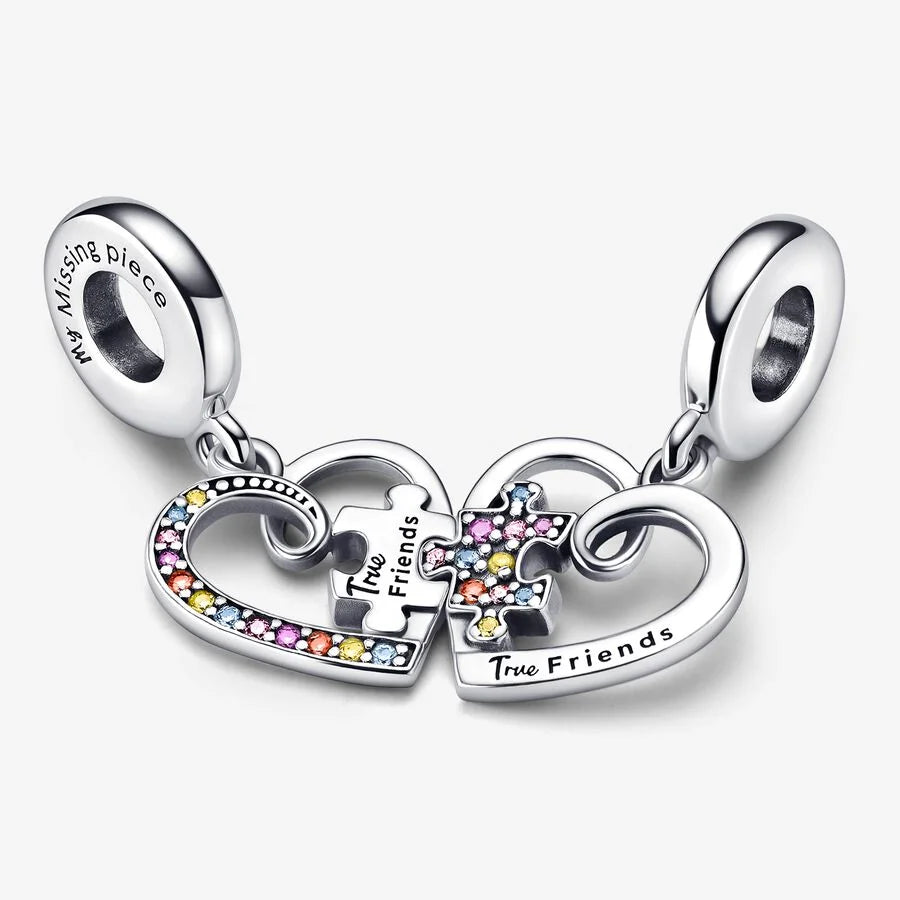 Pandora Teilbarer Charm: Puzzleteil Herzen, Freundschaft - Sterling-Silber