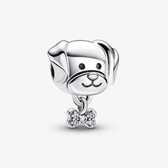 Pandora Charm: Hund & Knochen - Cubic Zirkonia, Sterling-Silber