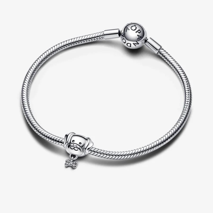 Pandora Charm: Hund & Knochen - Cubic Zirkonia, Sterling-Silber