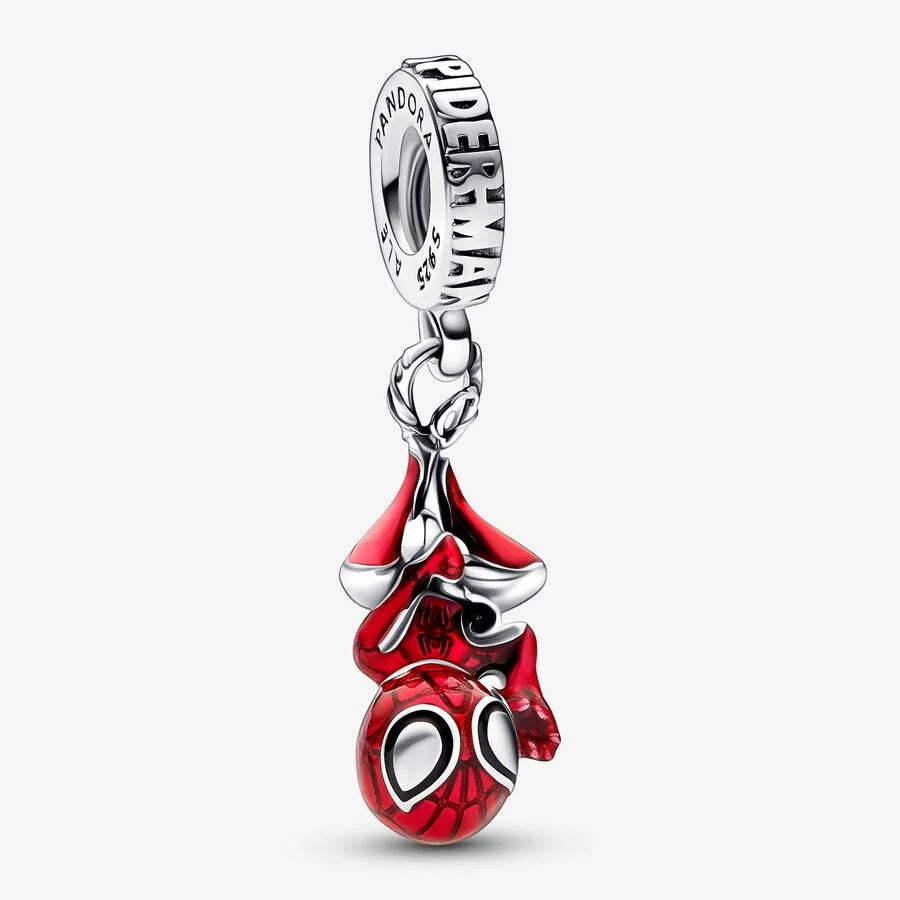 Pandora Marvel Charm-Anhänger: Hängender Spider-Man, Rot Emaille