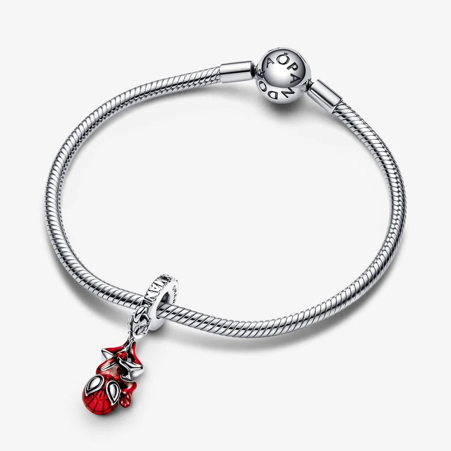 Pandora Marvel Charm-Anhänger: Hängender Spider-Man, Rot Emaille