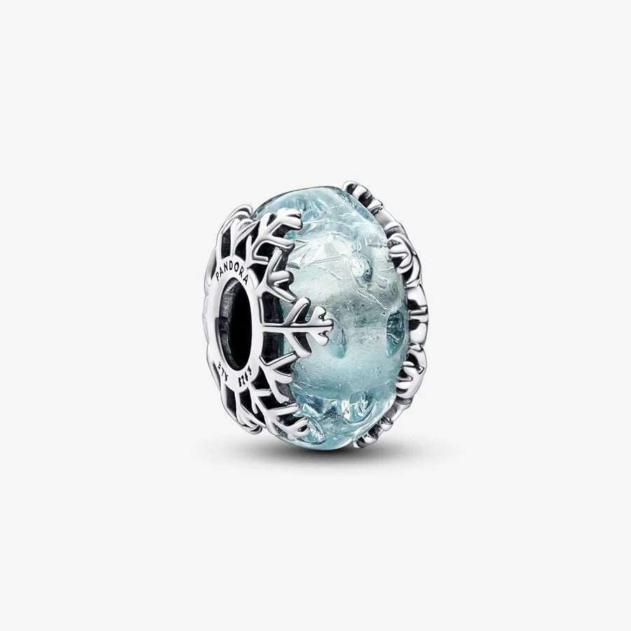 Pandora Charm: Winterblaue Schneeflocke - Murano-Glas, Sterling-Silber