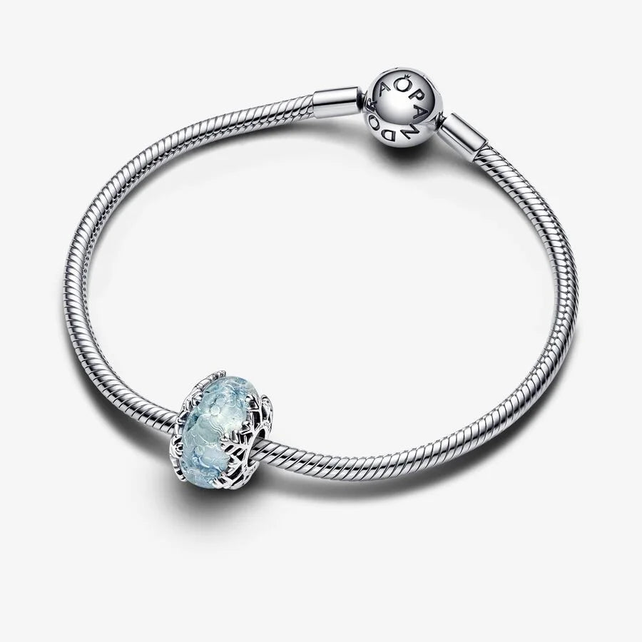 Pandora Charm: Winterblaue Schneeflocke - Murano-Glas, Sterling-Silber