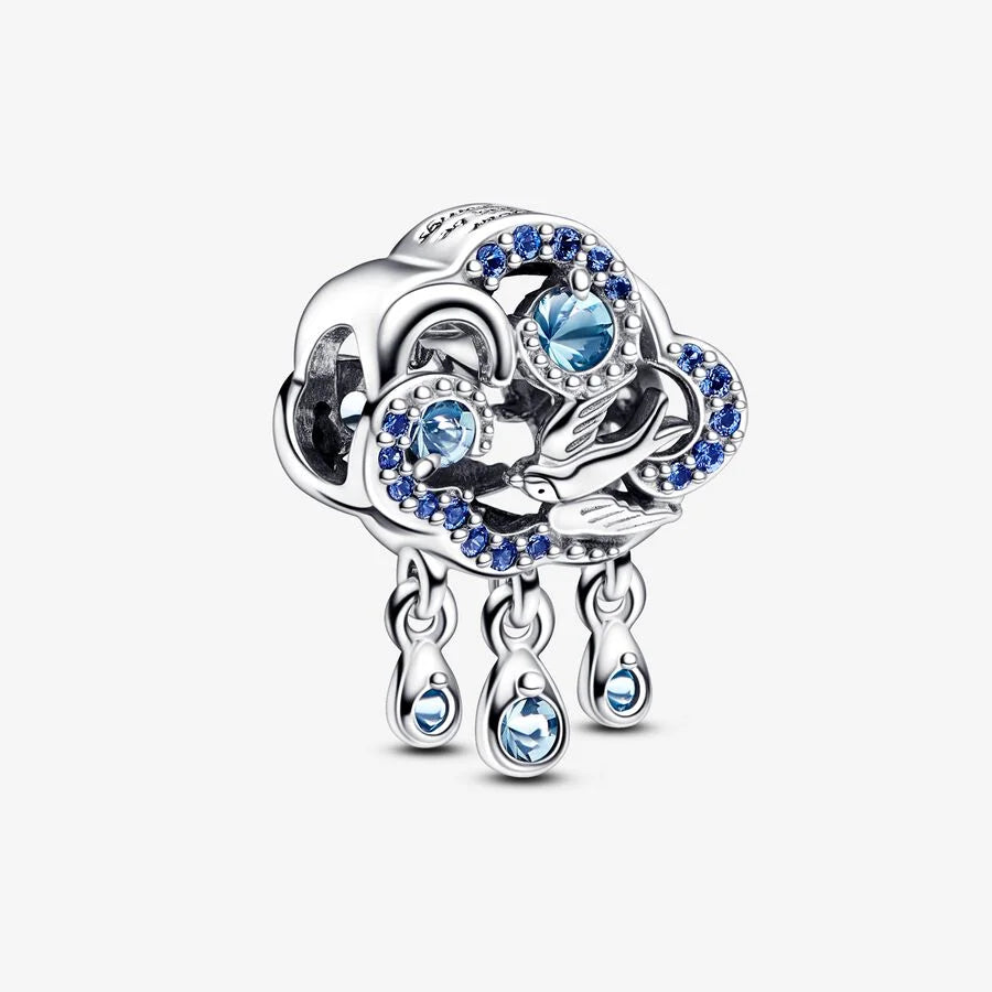  Pandora Charm: Wolke & Schwalbe - Synthetische Kristalle