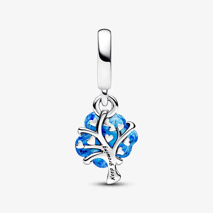 Pandora Charm-Anhänger: Stammbaum - Blauer Murano-Glas