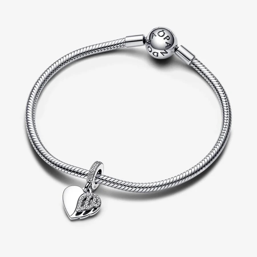 Pandora Charm-Anhänger: Herz & Engel - Cubic Zirkonia