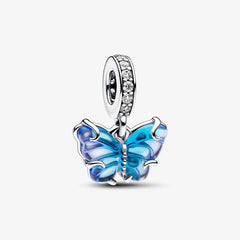 Pandora Charm-Anhänger: Schmetterling - Blauer Murano-Glas, Cubic Zirkonia