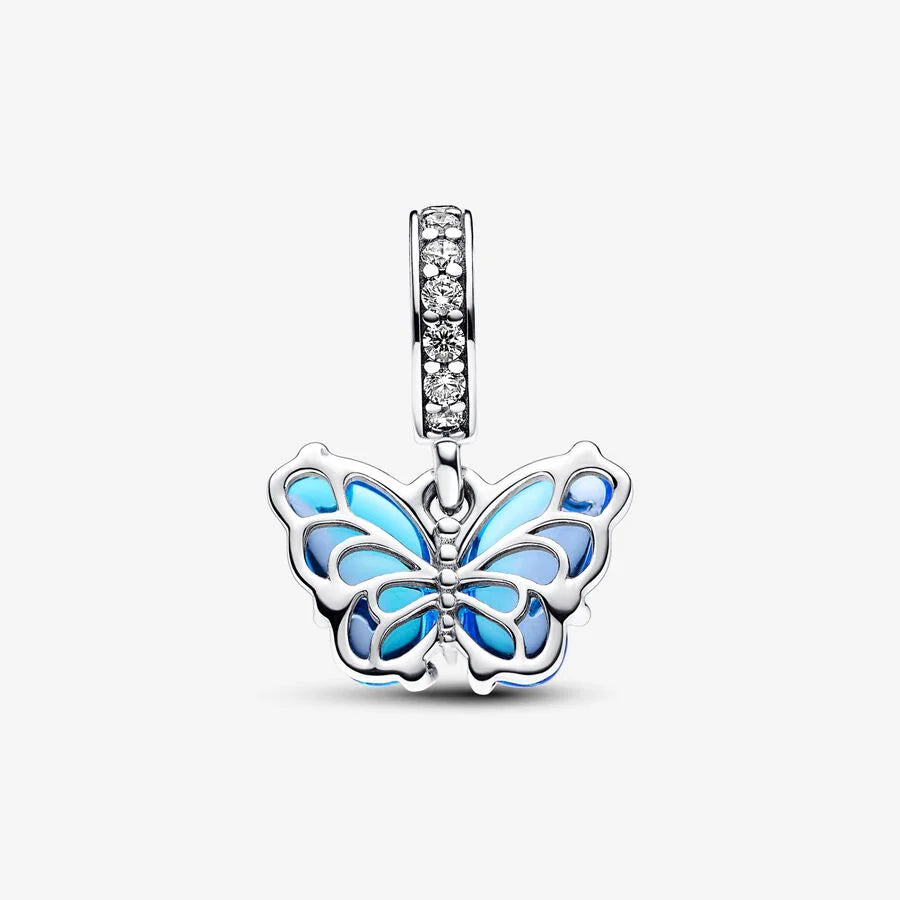 Pandora Charm-Anhänger: Schmetterling - Blauer Murano-Glas, Cubic Zirkonia