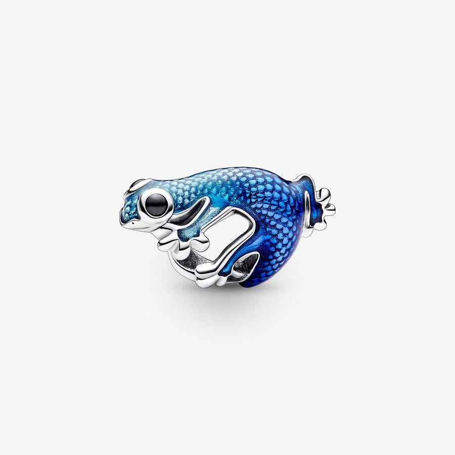 Pandora Eidechsen-Charm: Blaues Metallic-Gecko - Emaille