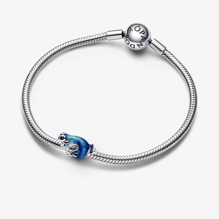 Pandora Eidechsen-Charm: Blaues Metallic-Gecko - Emaille