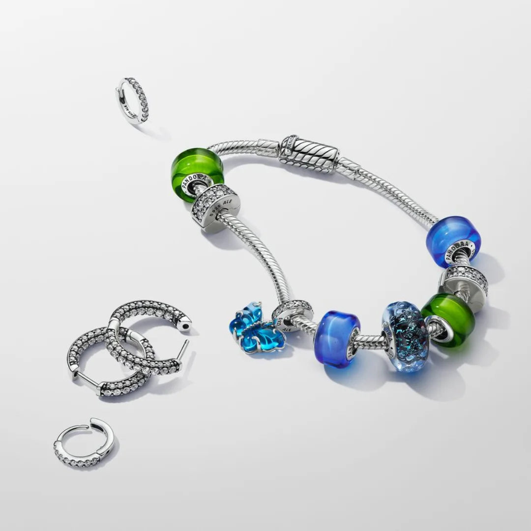 Pandora Mini-Charm: Blaues Murano-Glas, Sterling-Silber
