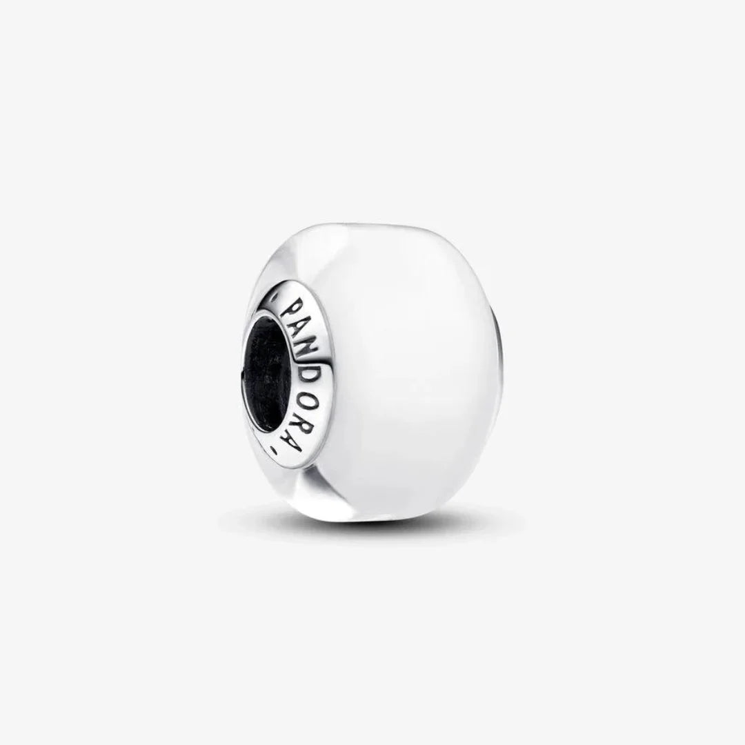 Pandora Mini-Charm: Weisses Murano-Glas, Sterling-Silber