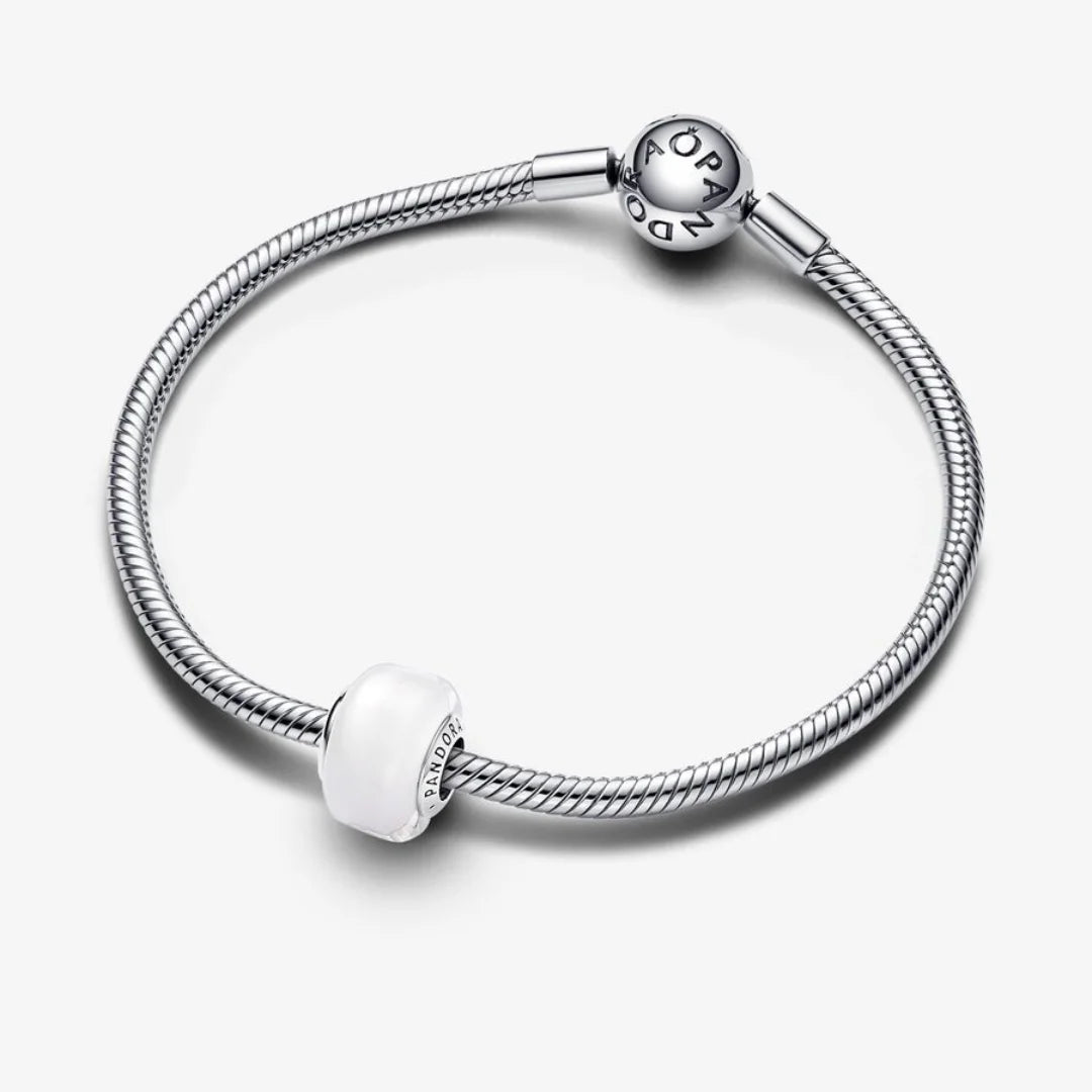 Pandora Mini-Charm: Weisses Murano-Glas, Sterling-Silber