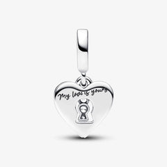 Pandora Doppelter Charm-Anhänger: Rotes Herz & Schlüsselloch - Sterling-Silber
