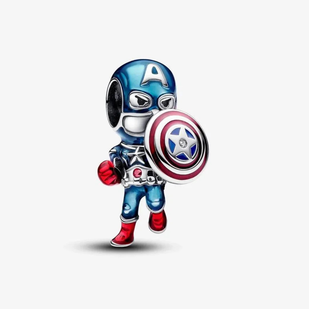 Pandora Marvel Charm: The Avengers Captain America -  Sterling-Silber, Emaille