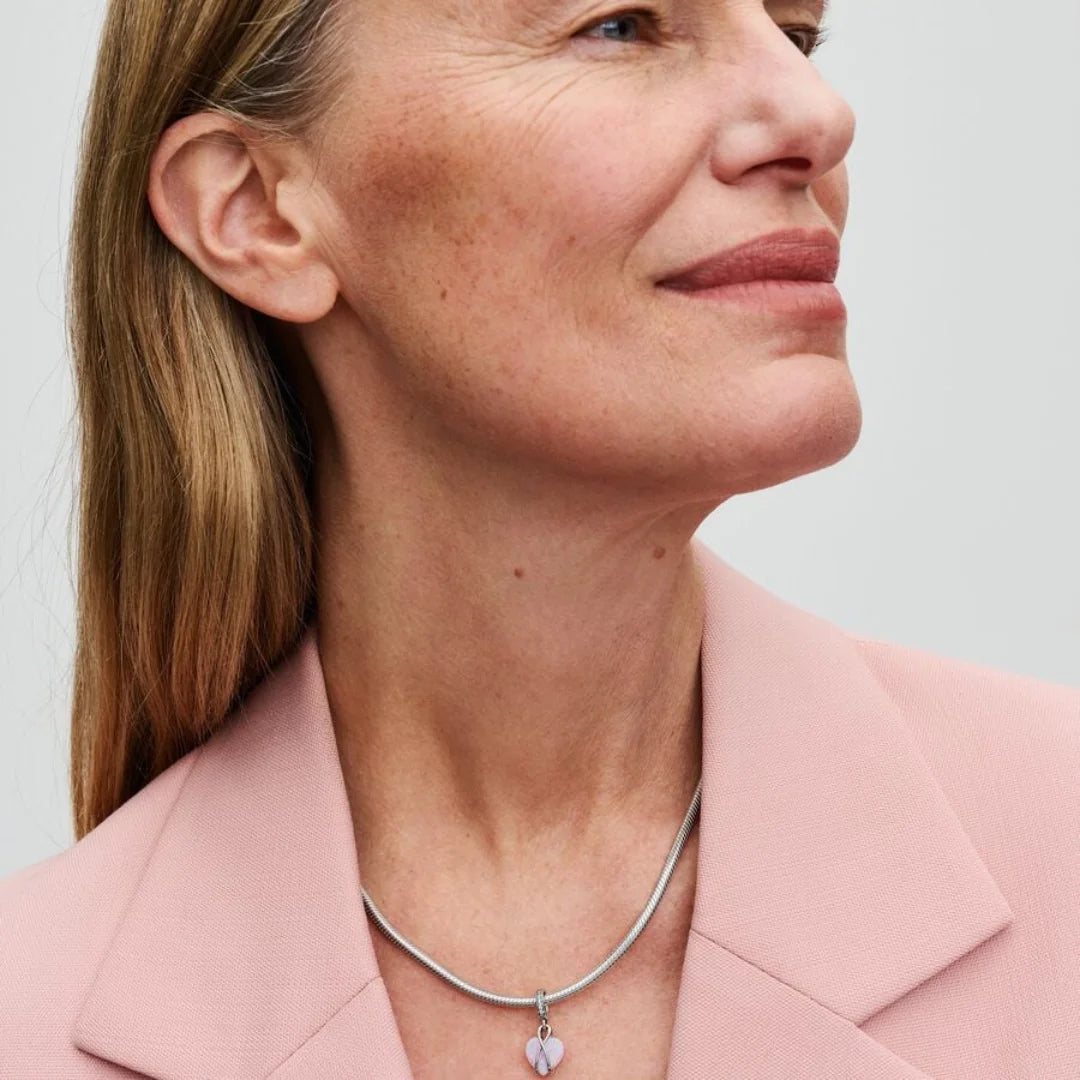 Pandora Herz Charm-Anhänger: Mum - Schillernder, Rosa, Sterling-Silber